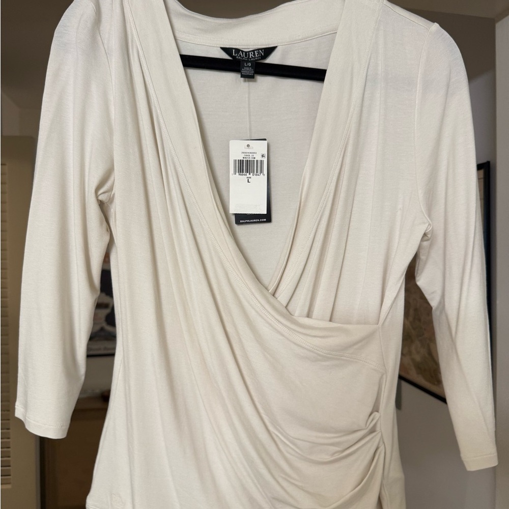 Ralph Lauren Cream Drape Blouse